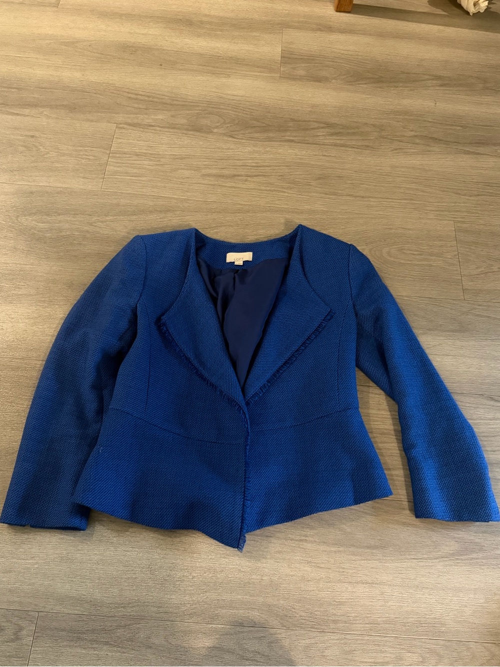 LOFT Cobalt Blue Textured Open-Front Blazer